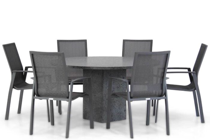 Lifestyle Garden Furniture Ultimate/Graniet 140 cm dining tuinset 7-delig – Grijs-antraciet