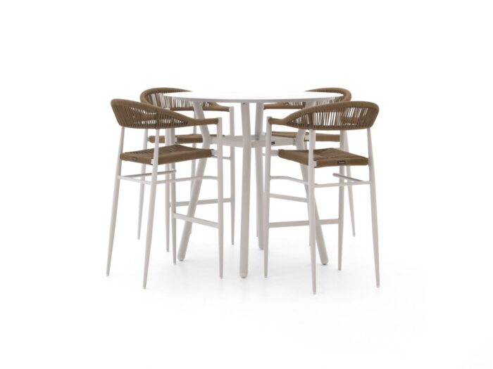 Manifesto Furniture Belpasso/Tritoni ø 110cm barset 5-delig stapelbaar – Wit