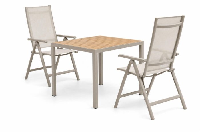 Hartman Alice Comfort/Creta 90×90 cm dining tuinset 3-delig – Zand/Beige