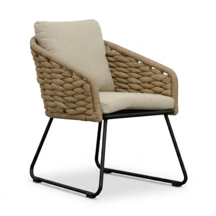 BUITEN living Flora dining tuinstoel | touw + aluminium | Sahara Dust