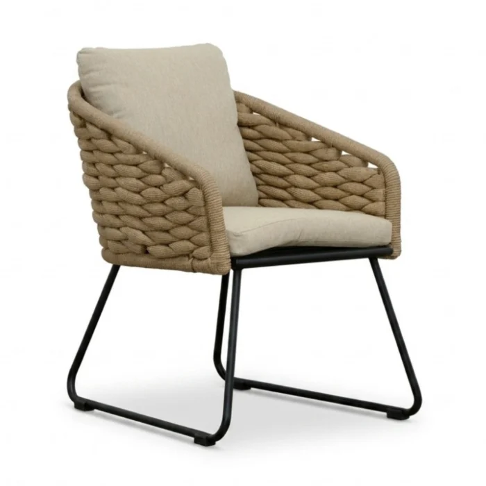 BUITEN living Flora dining tuinstoel | touw + aluminium | Sahara Dust