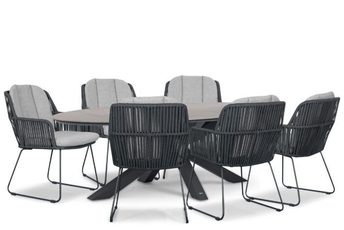 Domani Furniture Trivento/Lunea 240×120 cm dining tuinset 7-delig – Grijs-antraciet