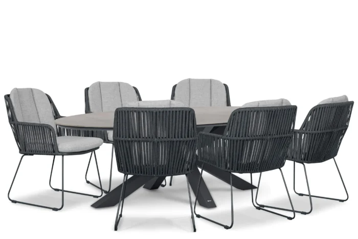 Domani Furniture Trivento/Lunea 240x120 cm dining tuinset 7-delig - Grijs-antraciet