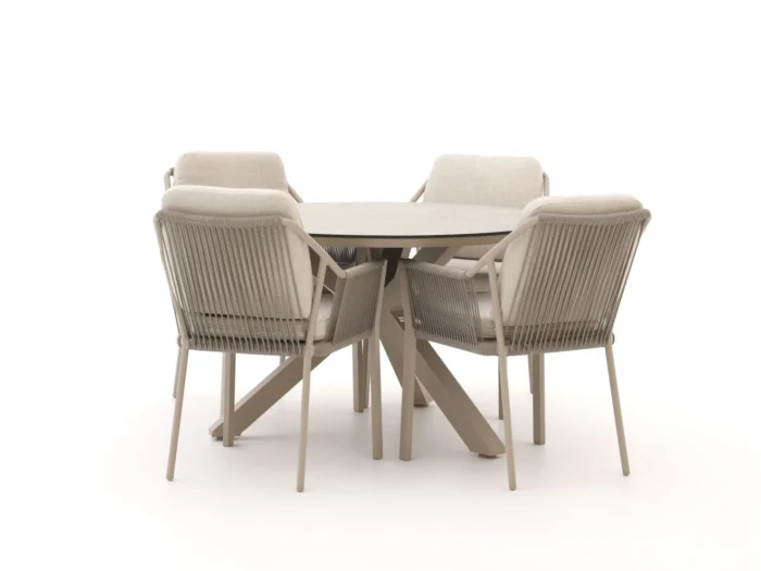Tierra Outdoor Liv/Orbital ø 120cm dining tuinset 5-delig - Taupe