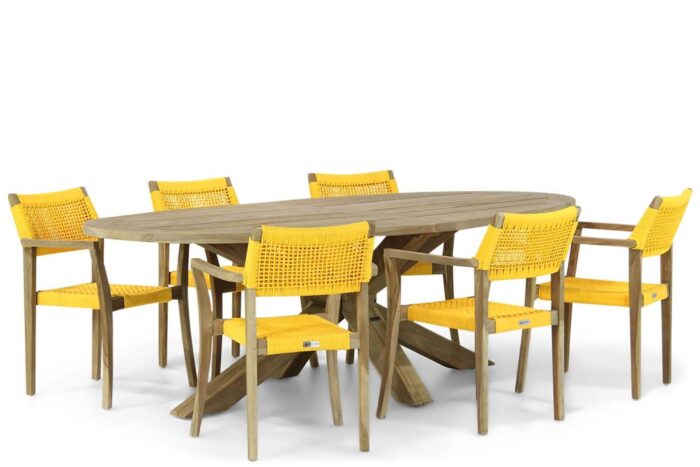 Lifestyle Garden Furniture Dallas/Boston 240 cm ovaal dining tuinset 7-delig – Geel