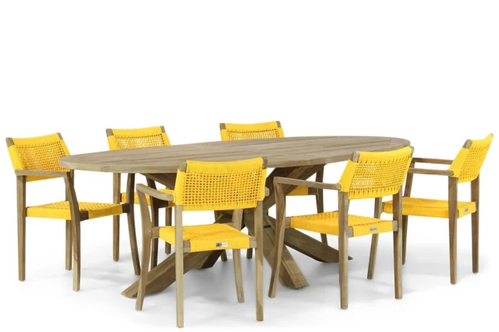 Lifestyle Garden Furniture Dallas/Boston 240 cm ovaal dining tuinset 7-delig - Geel