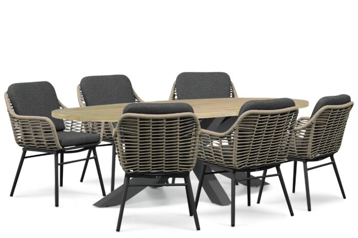 Coco Antoni/Brookline 240×120 cm dining tuinset 7-delig – Grijs-antraciet