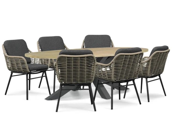 Coco Antoni/Brookline 240x120 cm dining tuinset 7-delig - Grijs-antraciet