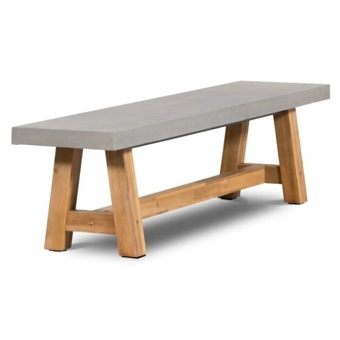 BUITEN living Veltis dining tuinbank | betonlook + hardhout | 200x45cm