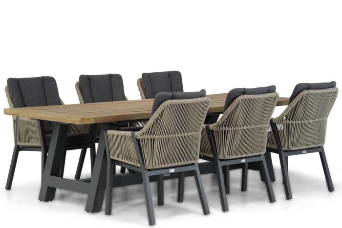 Lifestyle Garden Furniture Verona/Trente 260 cm dining tuinset 7-delig – Taupe-naturel-bruin