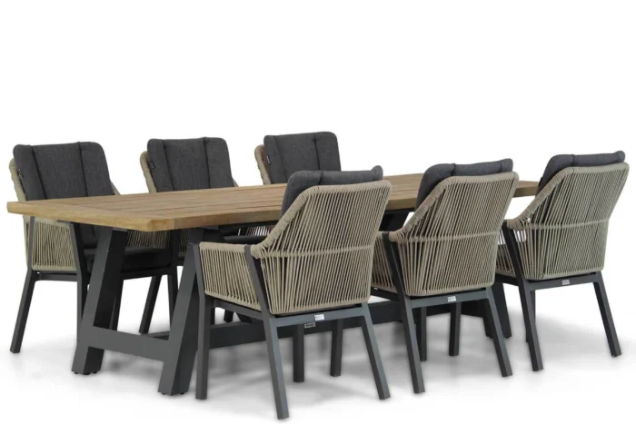 Lifestyle Garden Furniture Verona/Trente 260 cm dining tuinset 7-delig - Taupe-naturel-bruin