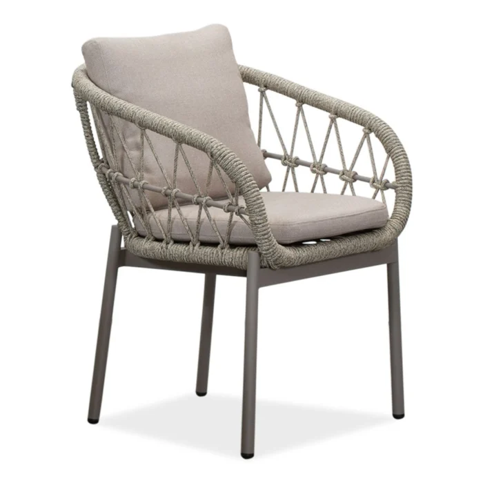 LUX outdoor living Dakota dining tuinstoel | touw + aluminium | beige
