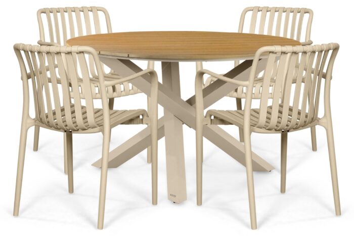 Domani Furniture Alba/Ancona 125 cm dining tuinset 5-delig – Zand/Beige