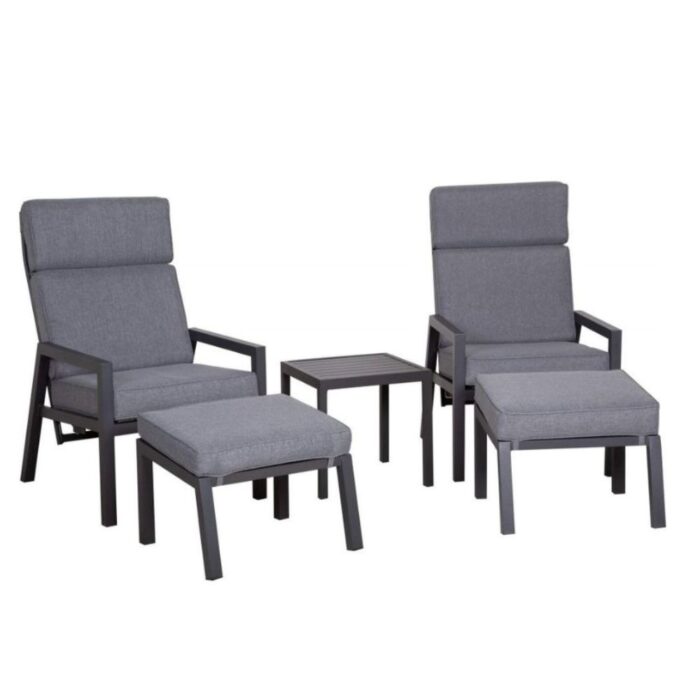 LUX outdoor living Oregon lounge balkonset verstelbaar 2 personen | aluminium | antraciet | 5-delig