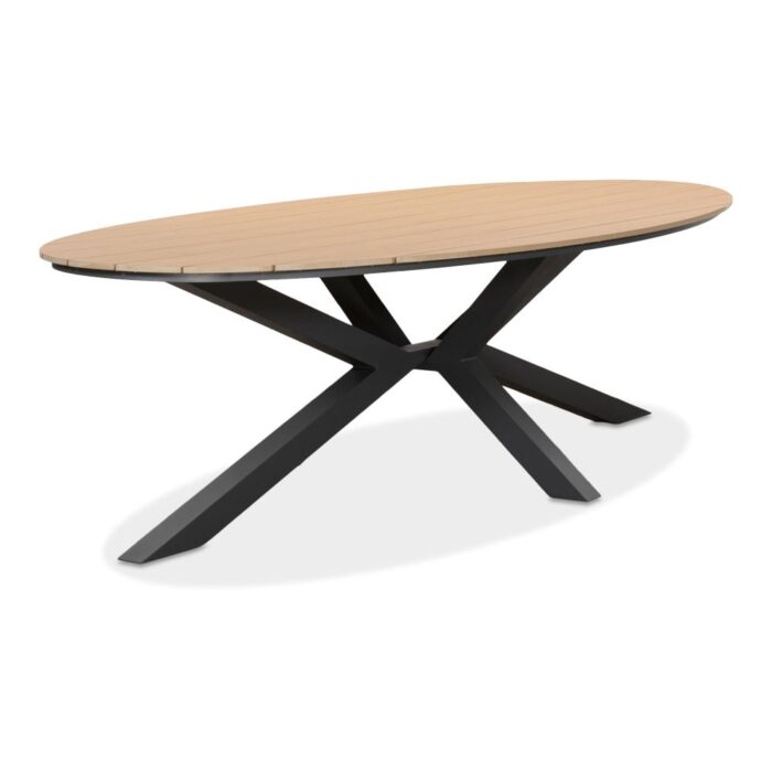 LUX outdoor living Dallas dining tuintafel 6 personen | polywood + aluminium | Natural Wood/antraciet | 220cm – Natural Teak