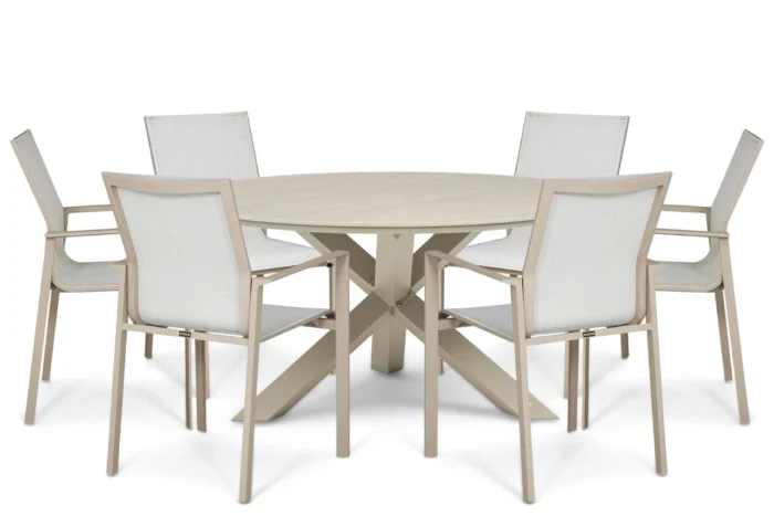 Lifestyle Garden Furniture Timo/Xento 150 cm dining tuinset 7-delig - Zand/Beige