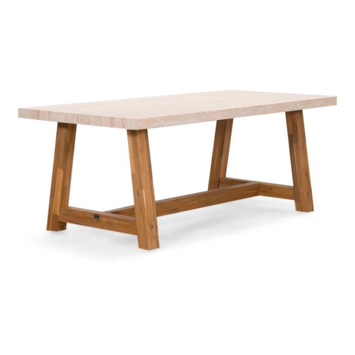 BUITEN living Velora dining tuintafel 4 personen | polystone + hardhout | travertinlook | 200cm – Travertin