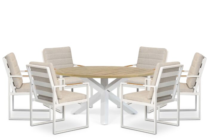 Lifestyle Garden Furniture Alessio/Wellington 160 cm dining tuinset 7-delig - Wit