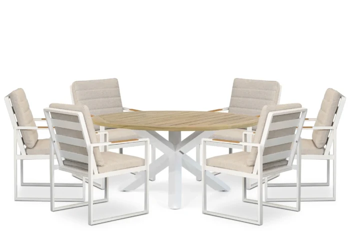 Lifestyle Garden Furniture Alessio/Wellington 160 cm dining tuinset 7-delig - Wit