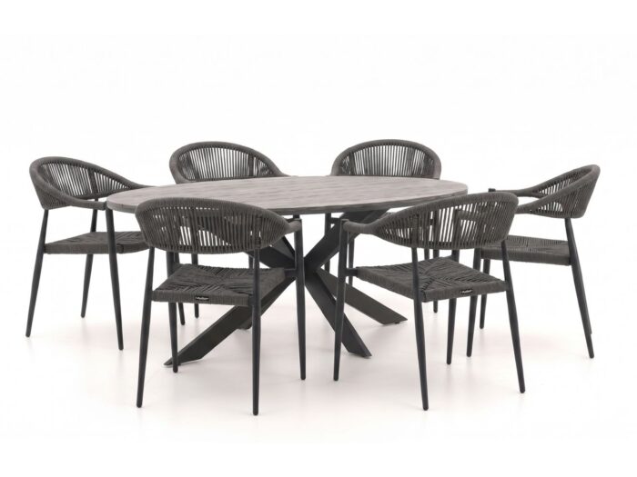 Manifesto Furniture Belpasso/Fidenza ovaal 180xcm dining tuinset 7-delig stapelbaar