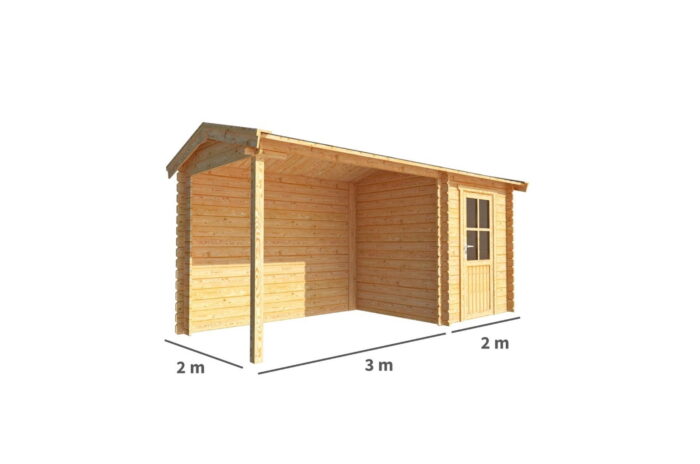 Warentuin collection Blokhut, tuinhuisje met overkapping Fenna-Flore 500 cm bij 200 cm diep zadeldak 8 – bruin