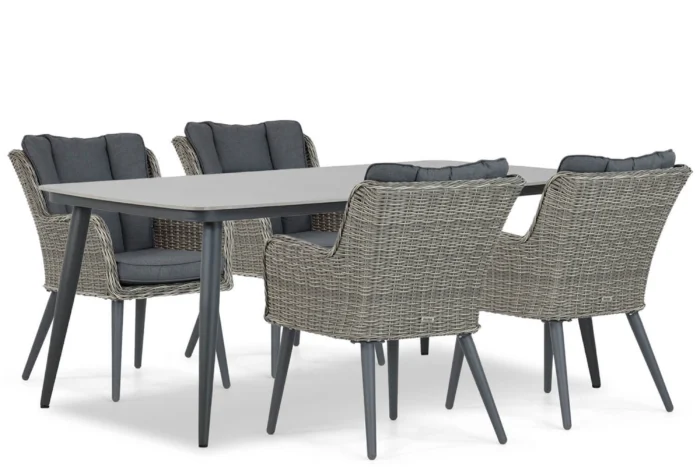 Garden Collections Boston/Vienna 180 cm dining tuinset 5-delig - Grijs-antraciet