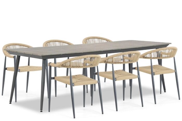 De Laan Projects Laan Granada/Matale 240 cm dining tuinset 7-delig – Taupe-naturel-bruin