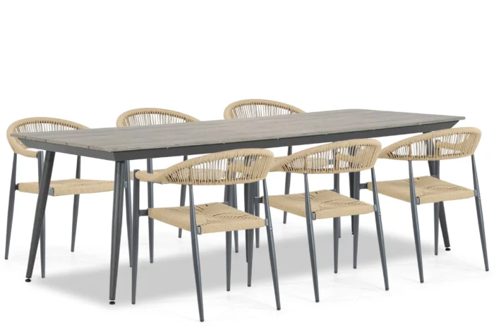 De Laan Projects Laan Granada/Matale 240 cm dining tuinset 7-delig - Taupe-naturel-bruin