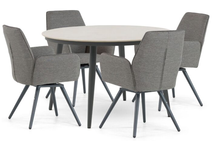 Lifestyle Garden Furniture Andorra/Vienna 120 cm dining tuinset 5-delig – Grijs-antraciet