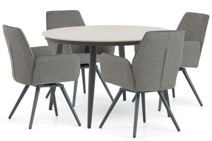 Lifestyle Garden Furniture Andorra/Vienna 120 cm dining tuinset 5-delig - Grijs-antraciet
