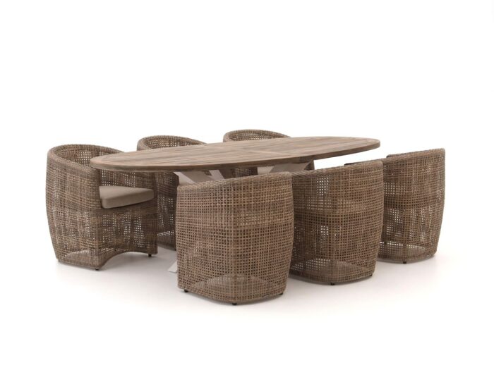 Intenso Furniture Intenso Marecchia/ROUGH-Y Ellips 240cm dining tuinset 7-delig Laagste prijsgarantie! – Bruin