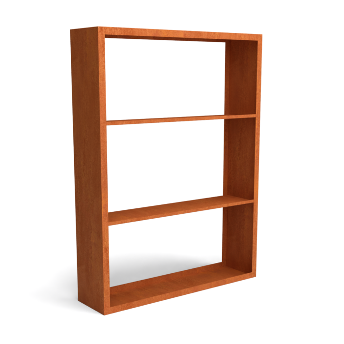Geroba Egura cortenstaal houtopslag onderverdeling 3 vakken 1500x385x2000 mm – bruin