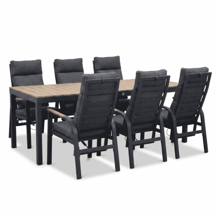 LUX outdoor living Oxford/Annecy antraciet dining tuinset | 6 personen | aluminium + aluminium | 200cm