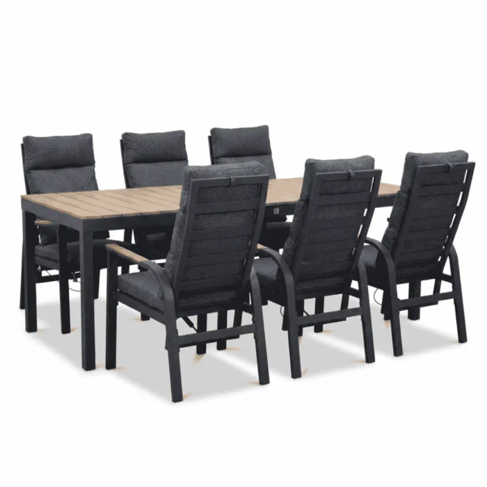 LUX outdoor living Oxford/Annecy antraciet dining tuinset | 6 personen | aluminium + aluminium | 200cm