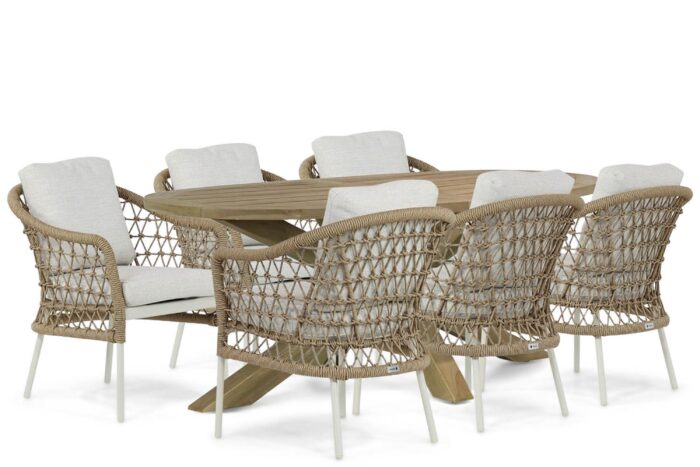 Coco Bali/Boston 240 cm dining tuinset 7-delig – Taupe-naturel-bruin