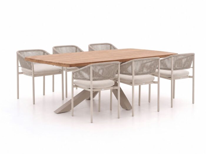 Bellagio tuinmeubelen Panaro/Induno Deens Ovaal 220cm dining tuinset 7-delig stapelbaar – Bruin