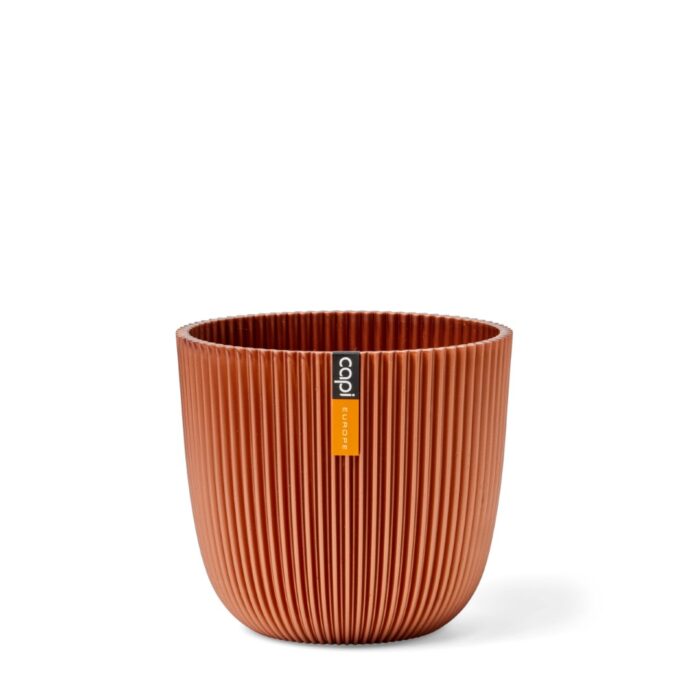 Capi europe Pot bol Groove 16 5×15 metallic koper bloempot – bruin;oranje;rood
