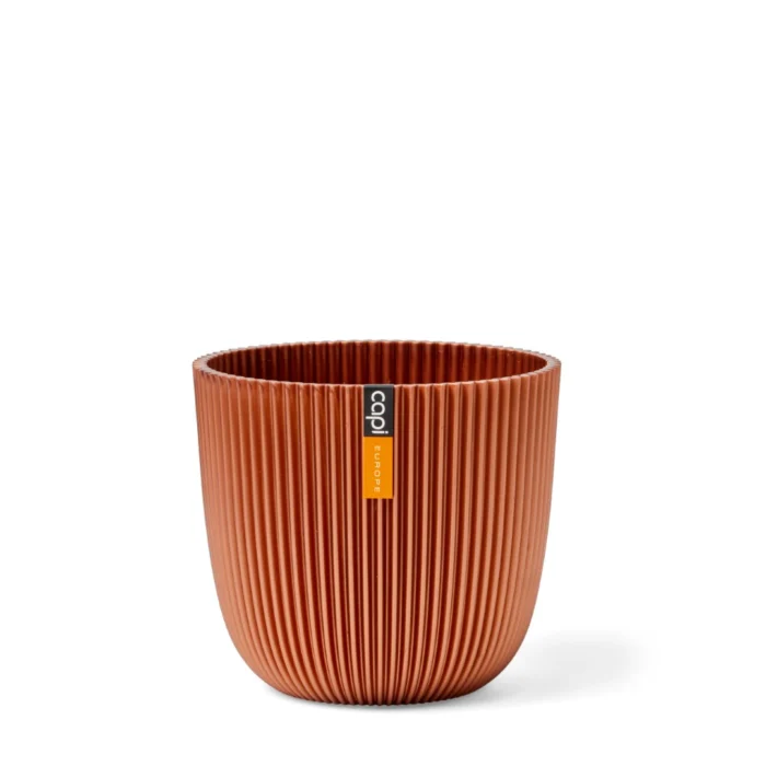 Capi europe Pot bol Groove 16 5x15 metallic koper bloempot - bruin;oranje;rood