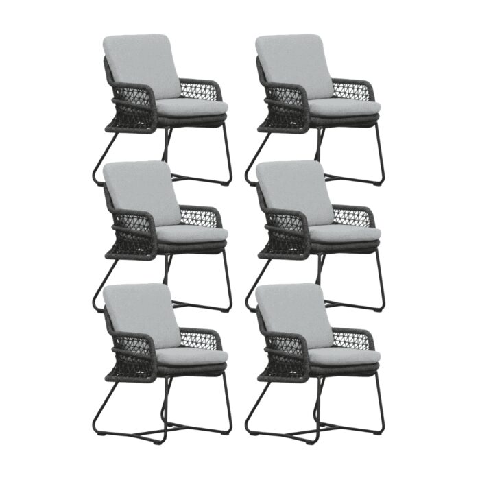 BUITEN living Gianna dining tuinstoel set van 6 | touw + aluminium | Stone Grey – Grijs