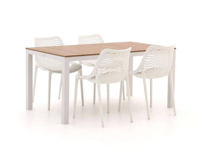 Forza Furniture Forza Ripi/Fidenza 160cm dining tuinset 5-delig stapelbaar Laagste prijsgarantie! – Wit