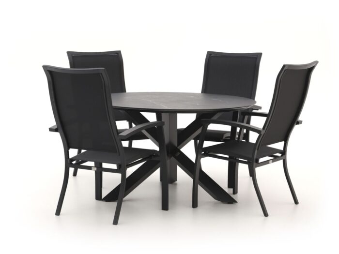 Bellagio tuinmeubelen Bellagio Lugo/Lodola ø 130cm dining tuinset 5-delig stapelbaar Laagste prijsgarantie! – Zwart