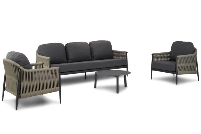 Coco Lucia/Rimini 75 cm stoel-bank loungeset 4-delig – Taupe-naturel-bruin