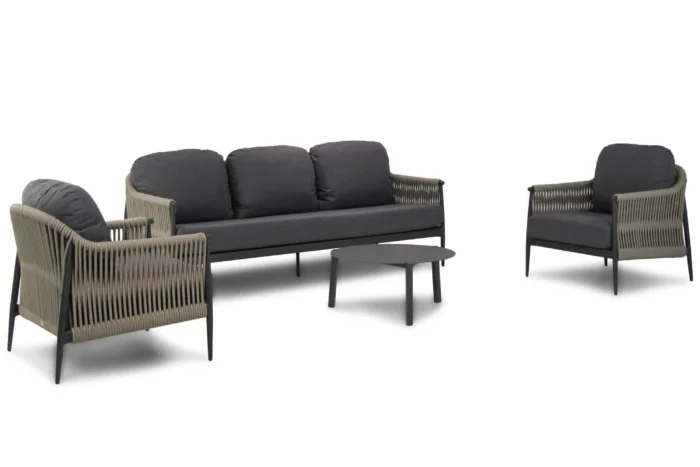Coco Lucia/Rimini 75 cm stoel-bank loungeset 4-delig - Taupe-naturel-bruin