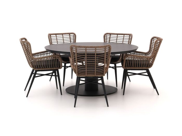Intenso Furniture Asti/La Fonte Ø150cm dining tuinset 6-delig – Grijs