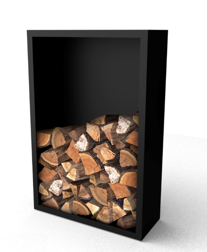 Geroba Beltza zwarte Houtopslag met achterwand 1000 x 385 x 1500 mm – zwart