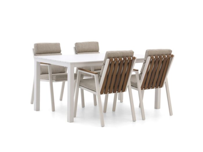 Bellagio tuinmeubelen Bellagio Bertinoro/Menzano 160cm dining tuinset 5-delig stapelbaar Laagste prijsgarantie! – Wit