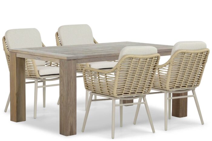 Coco Antoni/Brighton 165 cm dining tuinset 5-delig – Taupe-naturel-bruin