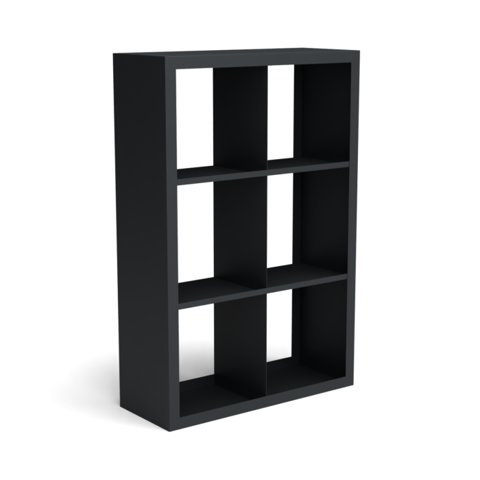 Geroba Beltza zwarte houtopslag onderverdeling 6 vakken 1000x385x1500 mm – zwart