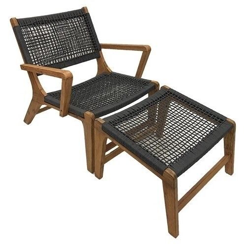 Own Stoel met voetenbank Verton Relax kleur: Zwart – grijs