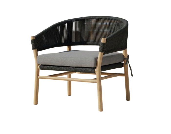 Eurofar Denver coffee chair anthracite alu/rope anthracite/acacia teak look